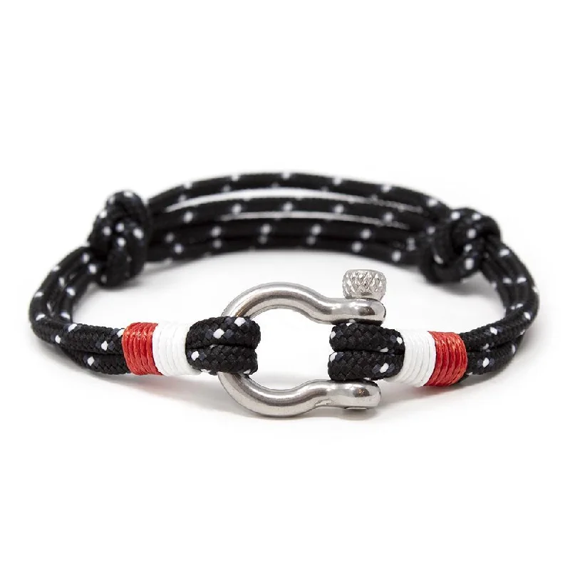 women infinity bracelets -Men's Rope Bracelet with Shackle Black and White