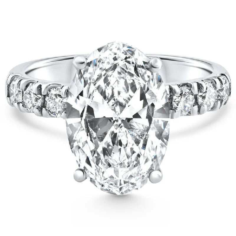 affordable diamond engagement rings -Certified 5.28Ct Oval Diamond Side Halo Engagement Ring 14k White Gold Lab Grown