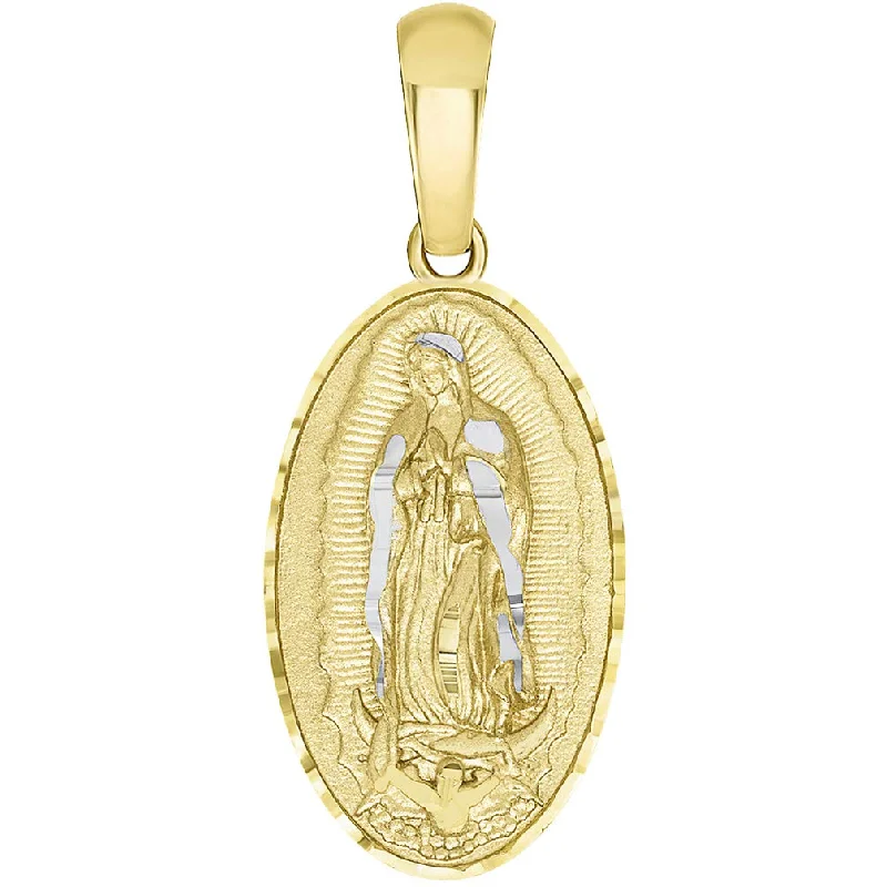 women gemstone necklaces -14k Yellow Gold Traditional Virgin of Guadalupe Oval Medal Pendant