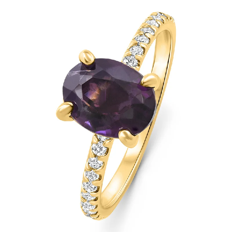 unique princess cut engagement rings -2Ct Amethyst & Diamond Anniversary Engagement Ring 10k Gold Lab Grown