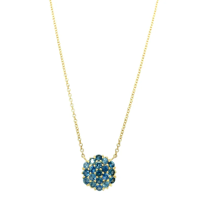 women luxury diamond necklaces -Montana Sapphire & 18K Yellow Gold Pendant - "Mosaic"