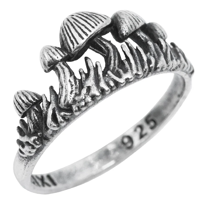 women thick band rings -Fungi Forest Mushroom Ring