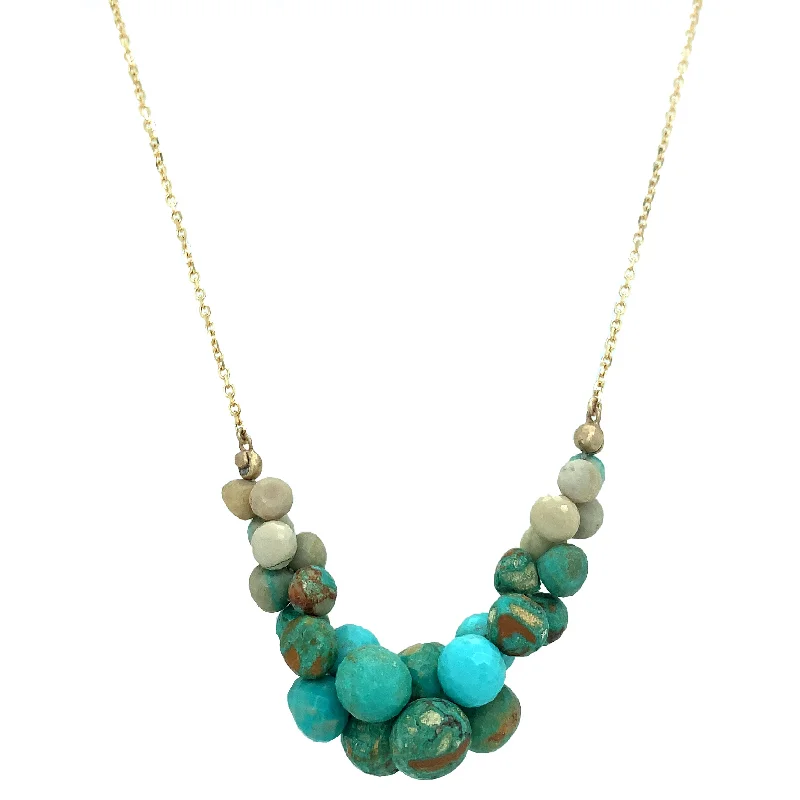 women boho necklaces -Stumpy Turquoise Briolette Necklace - "Caviar Scoop"