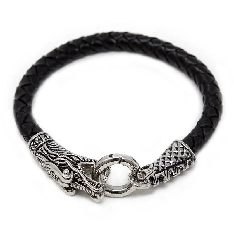 women gemstone bangles -Stainless Steel Dragon Head/Tail Bracelet