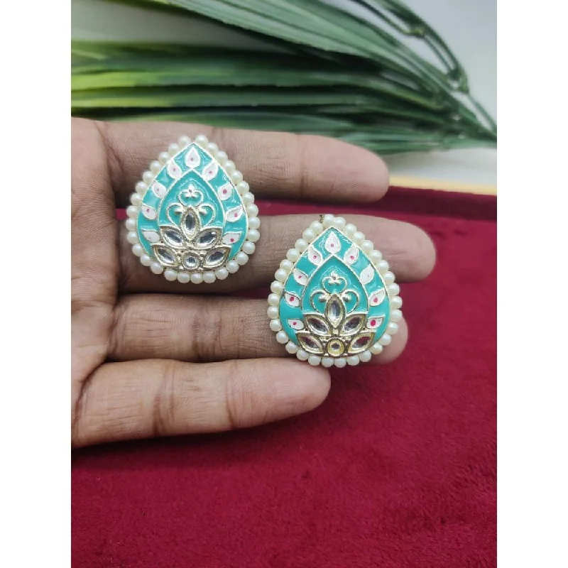 women stud earrings -Akruti Collection Gold Plated Kundan And Meenakari  Stud Earrings