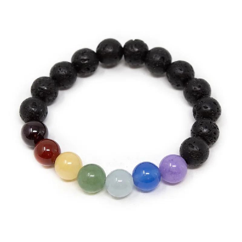 women fashion bangles -Seven Chakras Diffuser Kids Bracelet Lava Stone Medium