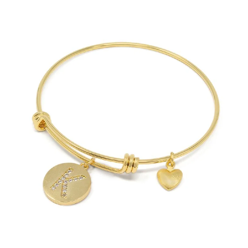 women custom bracelets -Handmade 20kt Gold Plated Crystal Initial Bracelet K