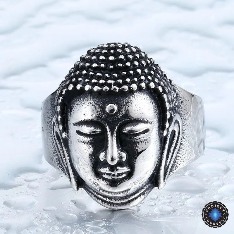 women ring sets -Stainless Steel Buddha Head Ring