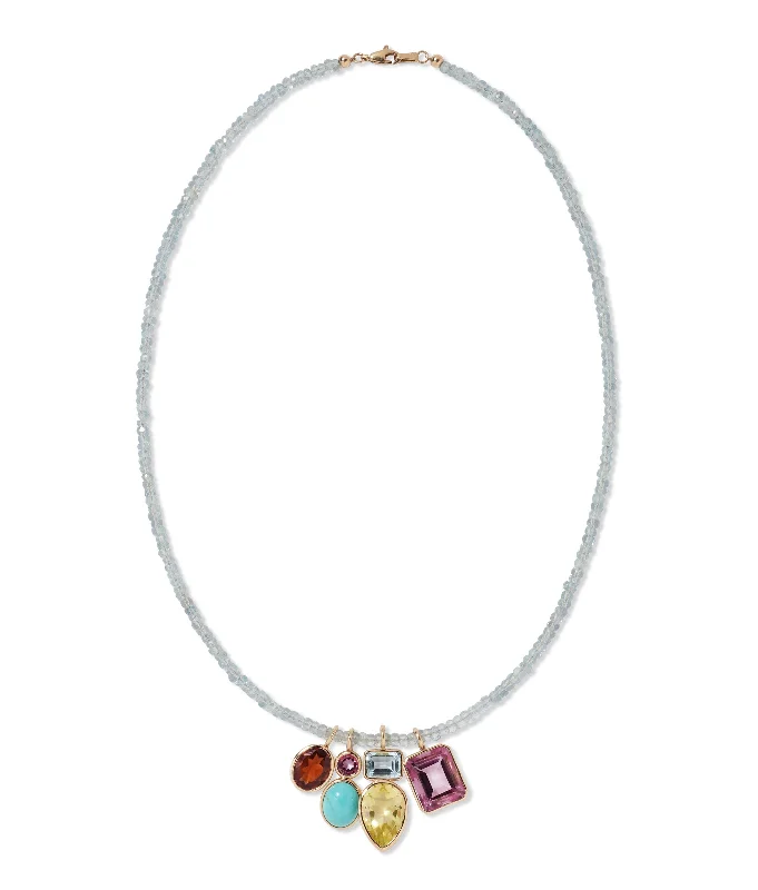 women wedding necklaces -Fine Mood Charm Necklace in Aquamarine Oasis