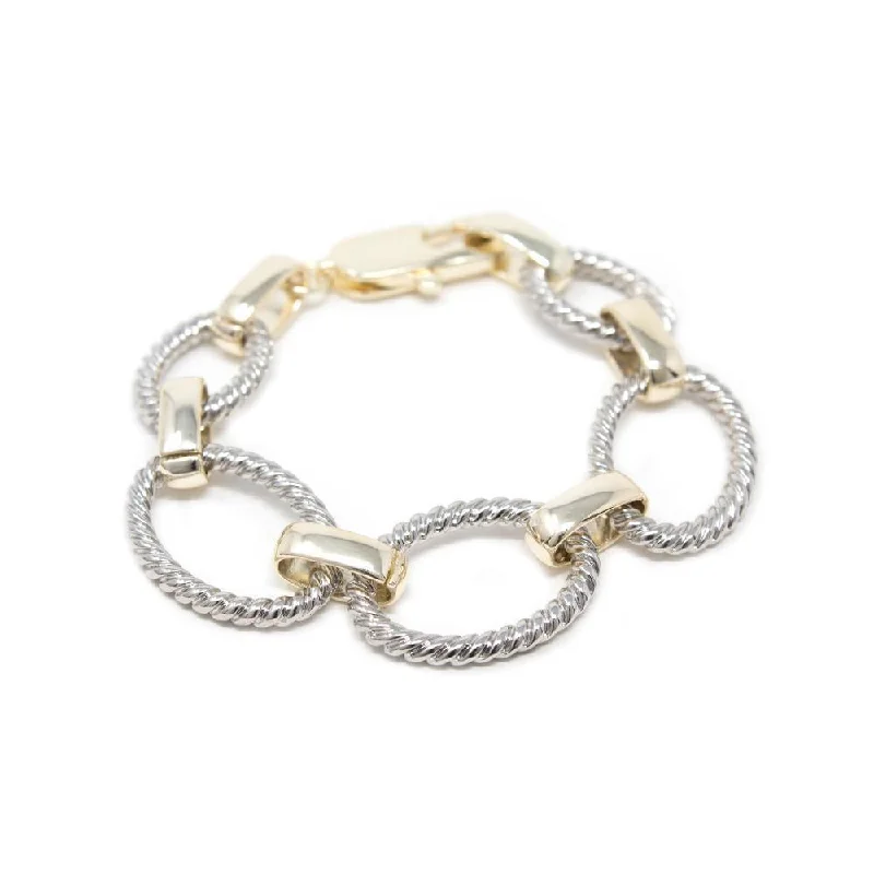 women chain bangles -Two Tone Cable Link Bracelet