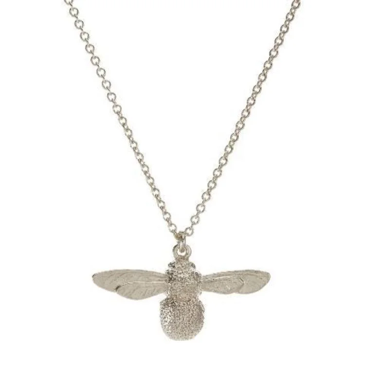 women etched metal necklaces -Sterling Silver Necklace - "Baby Bee"