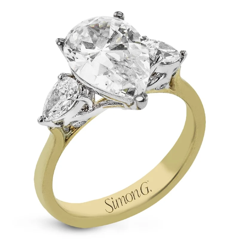 white gold engagement rings -Pear-cut Three-stone Engagement Ring in 18k Gold with Diamonds