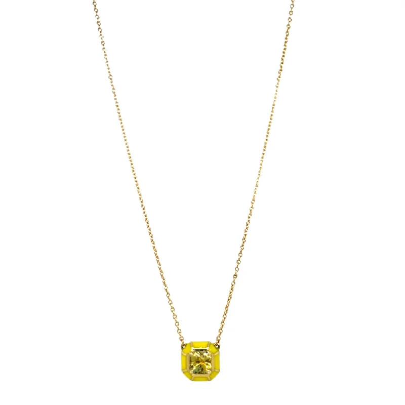 women animal pendant necklaces -Yellow Montana Sapphire & Enamel Necklace - "Rock Candy Limoncello"