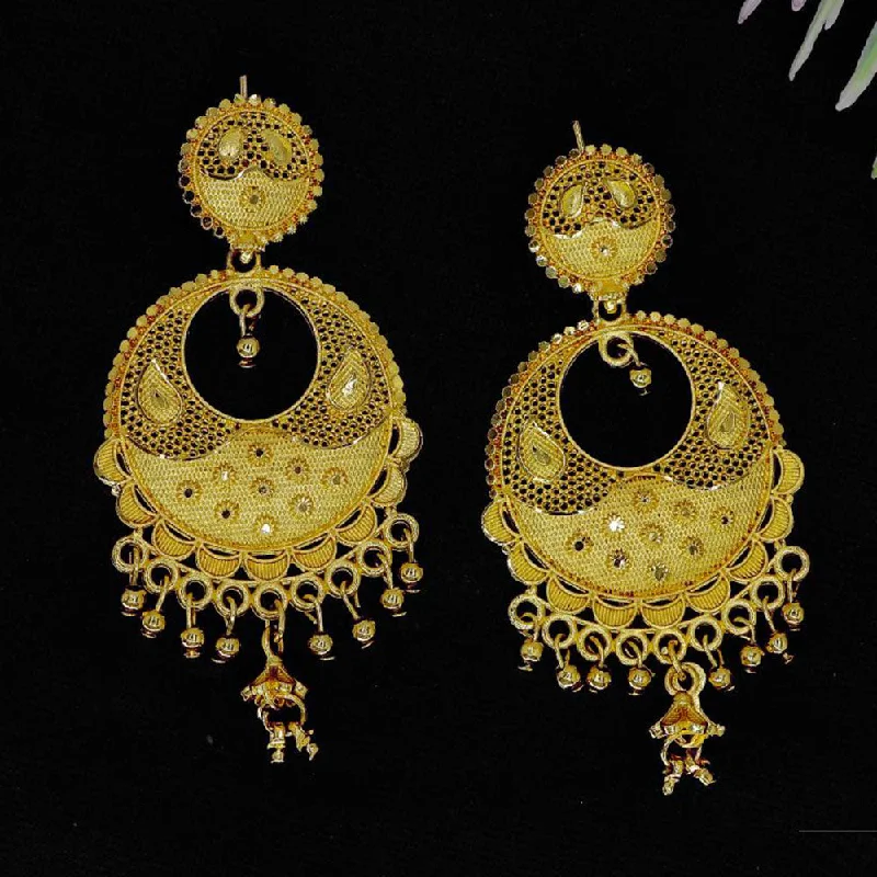 women art deco earrings -Mahavir Gold Plated Dangler Earrings