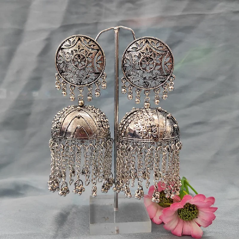 women bohemian earrings -Bhavi Jewels Oxidised  Plated Jhumki Earrings