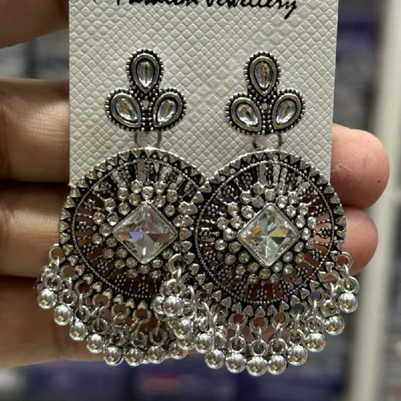 women sparkly earrings -Manisha Jewellery Oxidised Plated Austrian Stone And Ghungroo Dangler Earrings