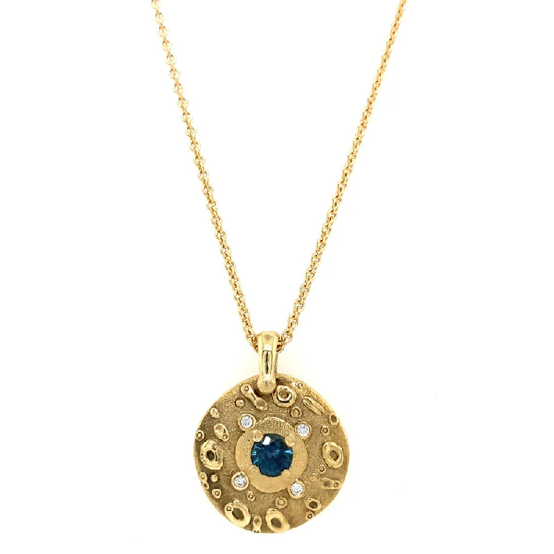 women statement silver necklaces -Montana Sapphire & Diamond Necklace - "Submarine"