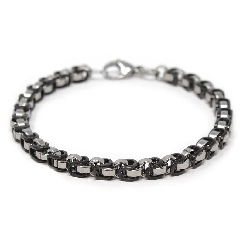 women handmade bracelets -Stainless Steel Two Tone Bike Chain Bracelet