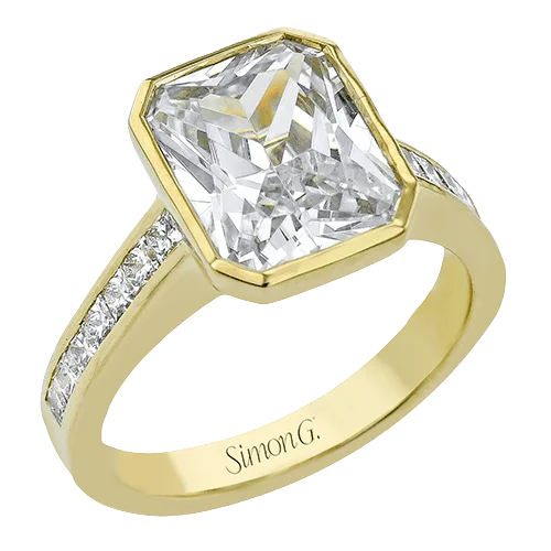 emerald and diamond engagement rings -Emerald-cut Engagement Ring in 18k Gold with Diamonds