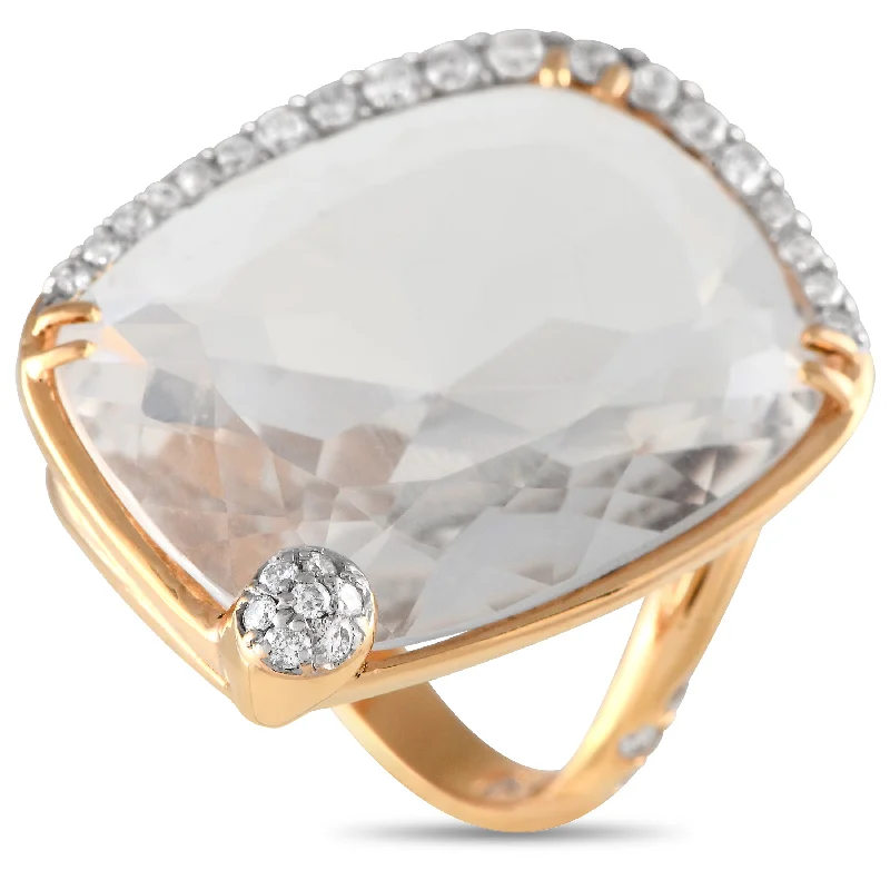 simple engagement rings -Casato 18K Yellow Gold 0.35ct Diamond and Rock Crystal Ring 200512