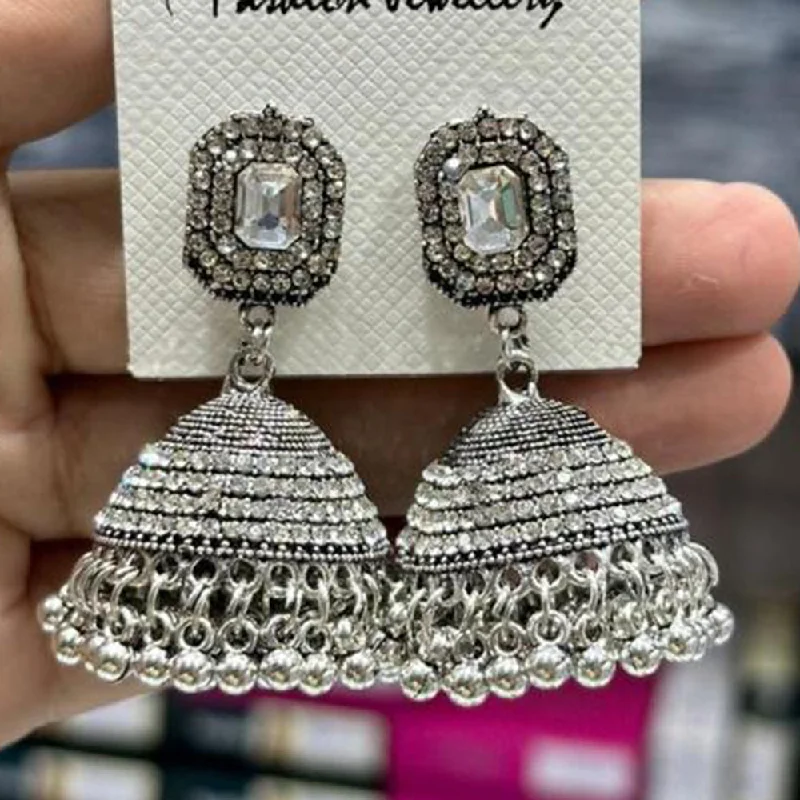 women sapphire earrings -Manisha Jewellery Oxidised Plated Austrian Stone Jhumki