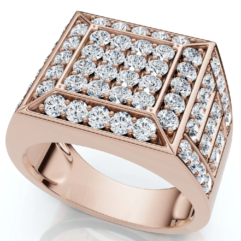 affordable diamond engagement rings -Men's 3Ct Square Diamond Fashion Pinky Ring 10k Gold Lab Grown