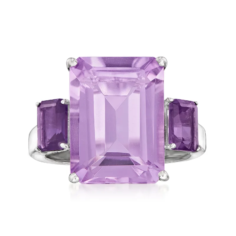 round diamond engagement rings -Ross-Simons Emerald-Cut Amethyst Ring in Sterling Silver