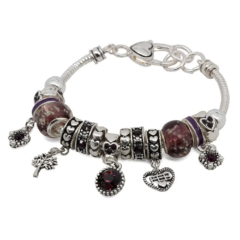 women oversized bangles -BirthStone Charm Bracelet February