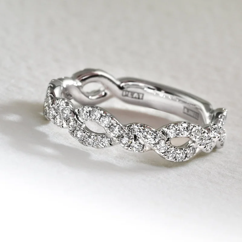 women infinity rings -Entwined Diamond Band In Platinum