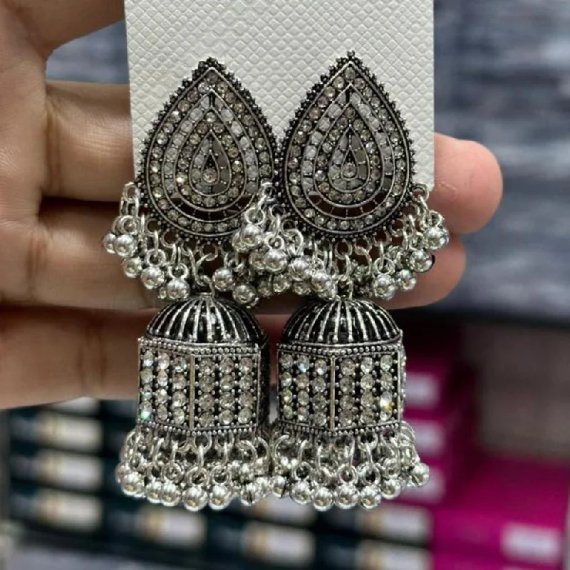 women Swarovski earrings -Manisha Jewellery Oxidised Plated Austrian Stone Jhumki