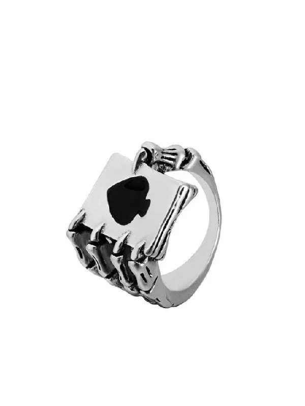 women custom rings -Skeleton Hand Poker Ring