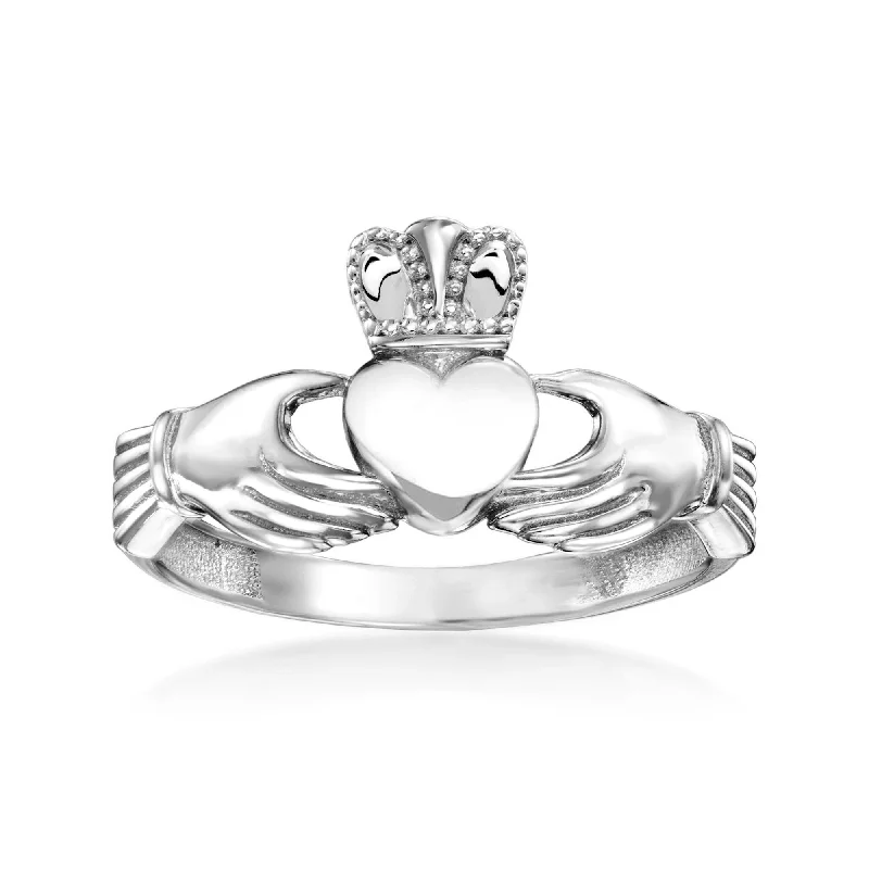 custom designed engagement rings -Ross-Simons 14kt White Gold Claddagh Ring