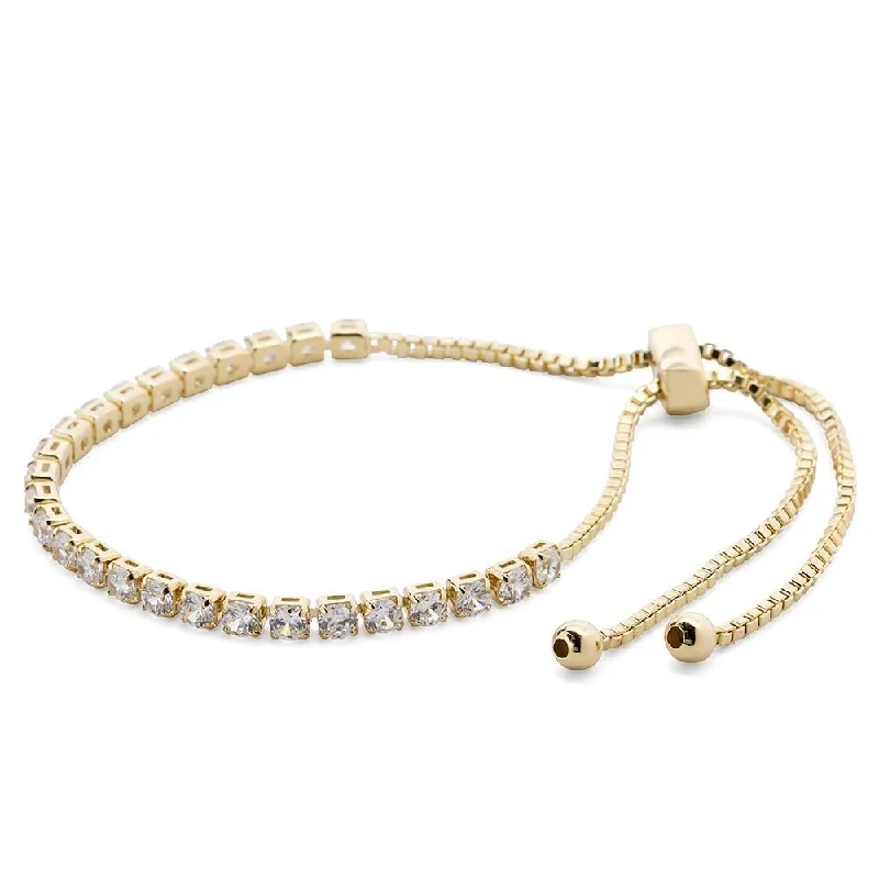 women friendship bracelets -Gold Plated Square CZ Slide Gradient Tennis Bracelet