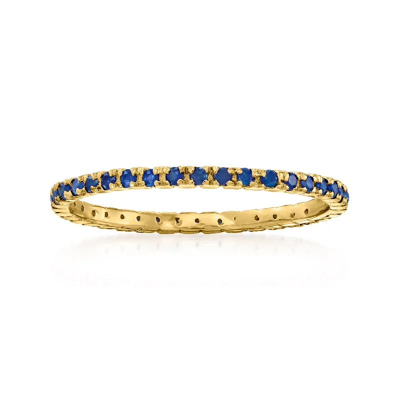 handpicked engagement rings -Ross-Simons Sapphire Eternity Band in 14kt Yellow Gold