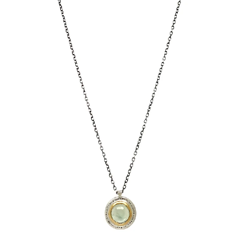 women artistic pendant necklaces -Montana Sapphire Two-Tone Gold & Silver Necklace - "Seafoam"