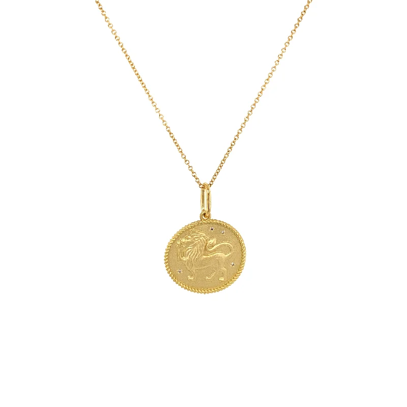 women designer necklaces -Leo Double Sided Zodiac Pendant July 23 - August 23