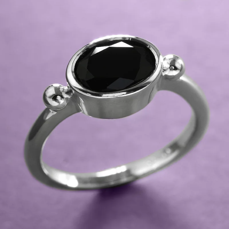 women minimalist rings -Black Onyx Ring In Silver