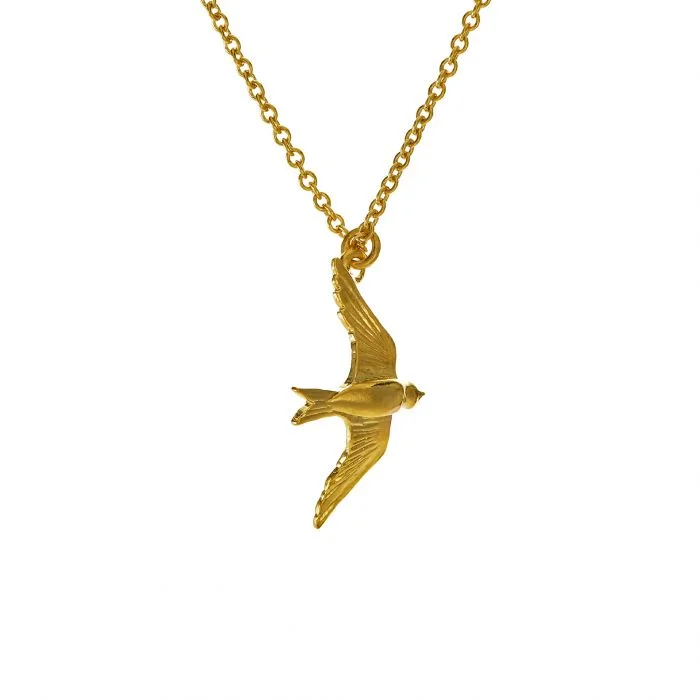 women long chain necklaces -Gold Vermeil Necklace - "Flying Swallow"