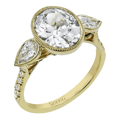 custom designed engagement rings -Oval-cut Three-stone Engagement Ring in 18k Gold with Diamonds