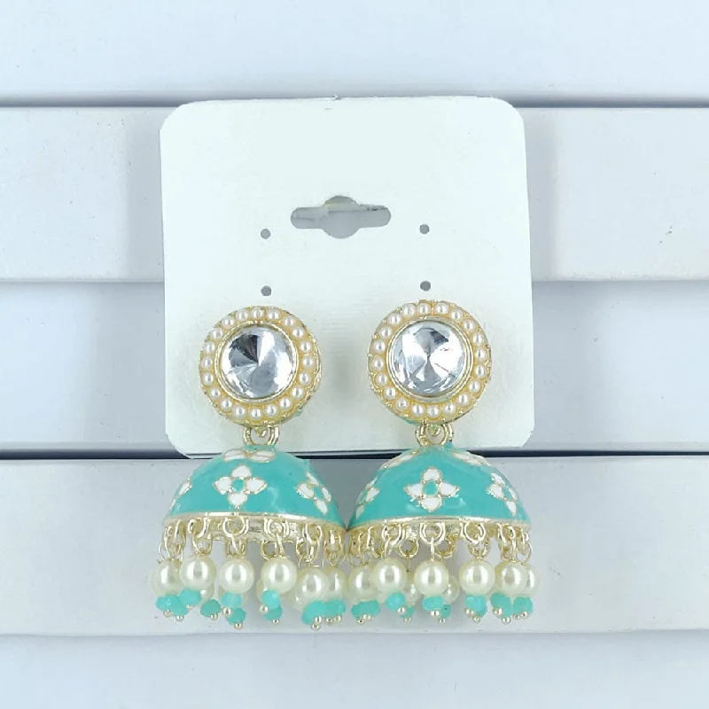 women retro earrings -Corbeda Fashion Gold Plated Meenakari Jhumki Earrings