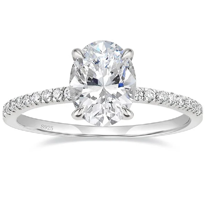 custom designed engagement rings -3.5CT 925 Silver Engagement Oval Cut Moissanite Ring