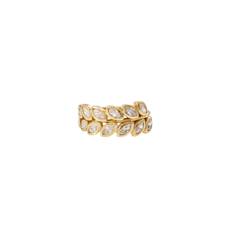 women gold-plated rings -MARQUISE DIAMOND VINE RING