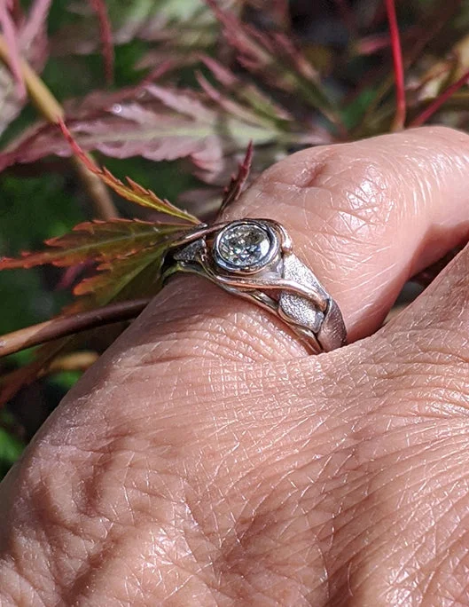 simple platinum engagement rings -Champagne diamond in white and rose gold