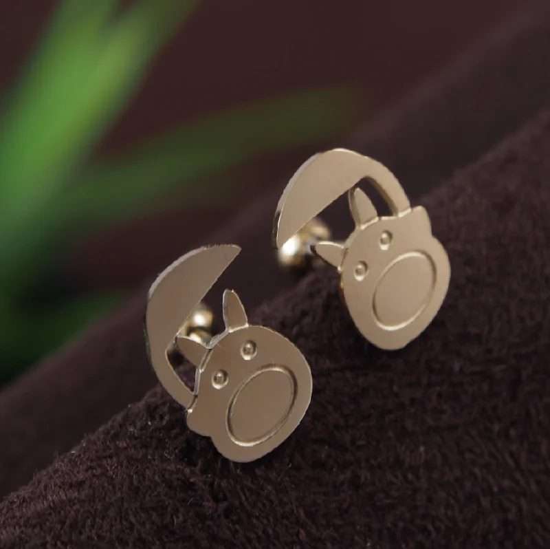 women diamond stud earrings -Tarohi Jewels Stainless Steel Gold Plated Bunny Stud Earring- STNER 3867