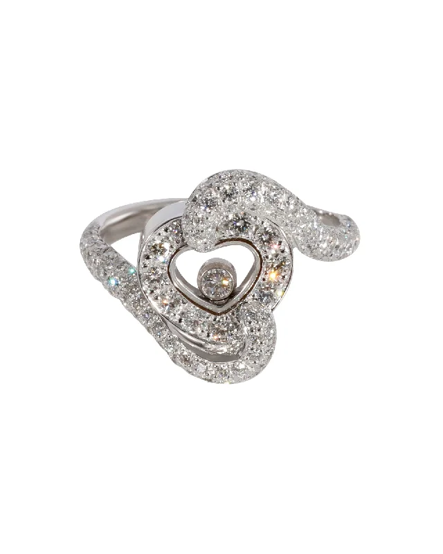 round diamond engagement rings -Chopard Happy Diamond Heart  Ring in 18k White Gold 0.86 CTW