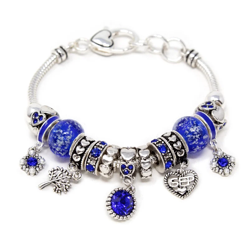 women classic bangles -BirthStone Charm Bracelet September