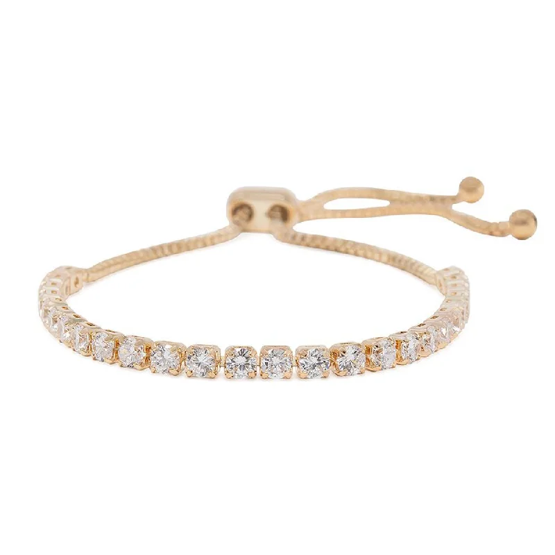 women double bangle bracelets -Rose Gold Plated Square CZ Slide Gradient Tennis Bracelet