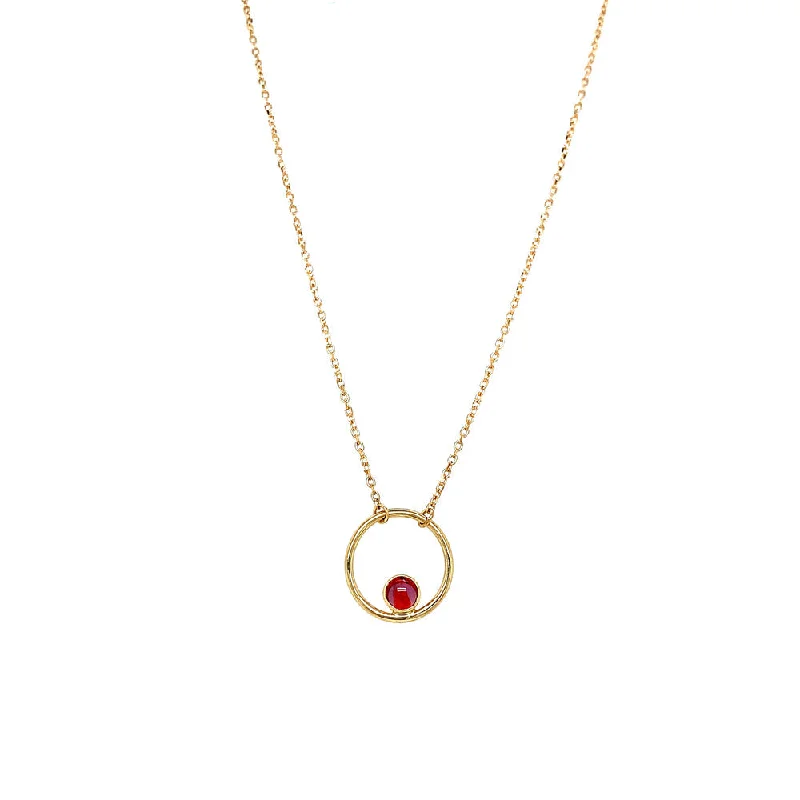 women luxury necklaces -Montana Sapphire Petite Circle Necklace - "Droplet of Pink"