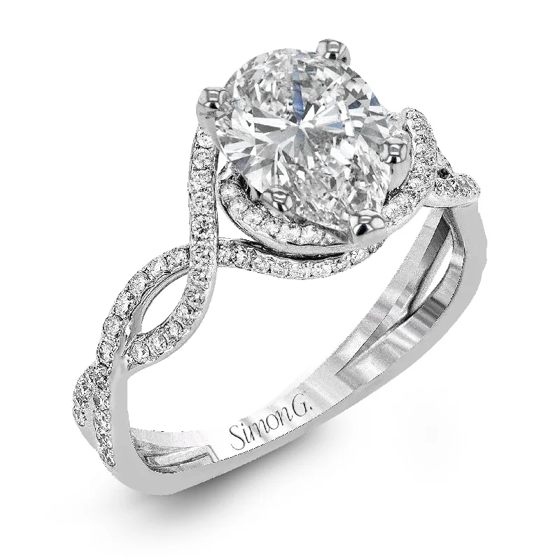 luxury diamond engagement rings -Pear-Cut Criss-Cross Engagement Ring In 18k Gold With Diamonds