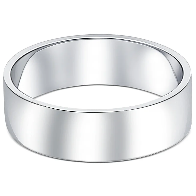 simple engagement rings with diamonds -10k White Gold 6mm Flat Comfort Fit High Polished Wedding Band Mens Ring